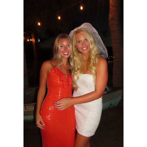 ANTHROPOLOGIE  If By Sea Sequin Slip Midi Dress in Orange Size Large - Picture 10 of 14